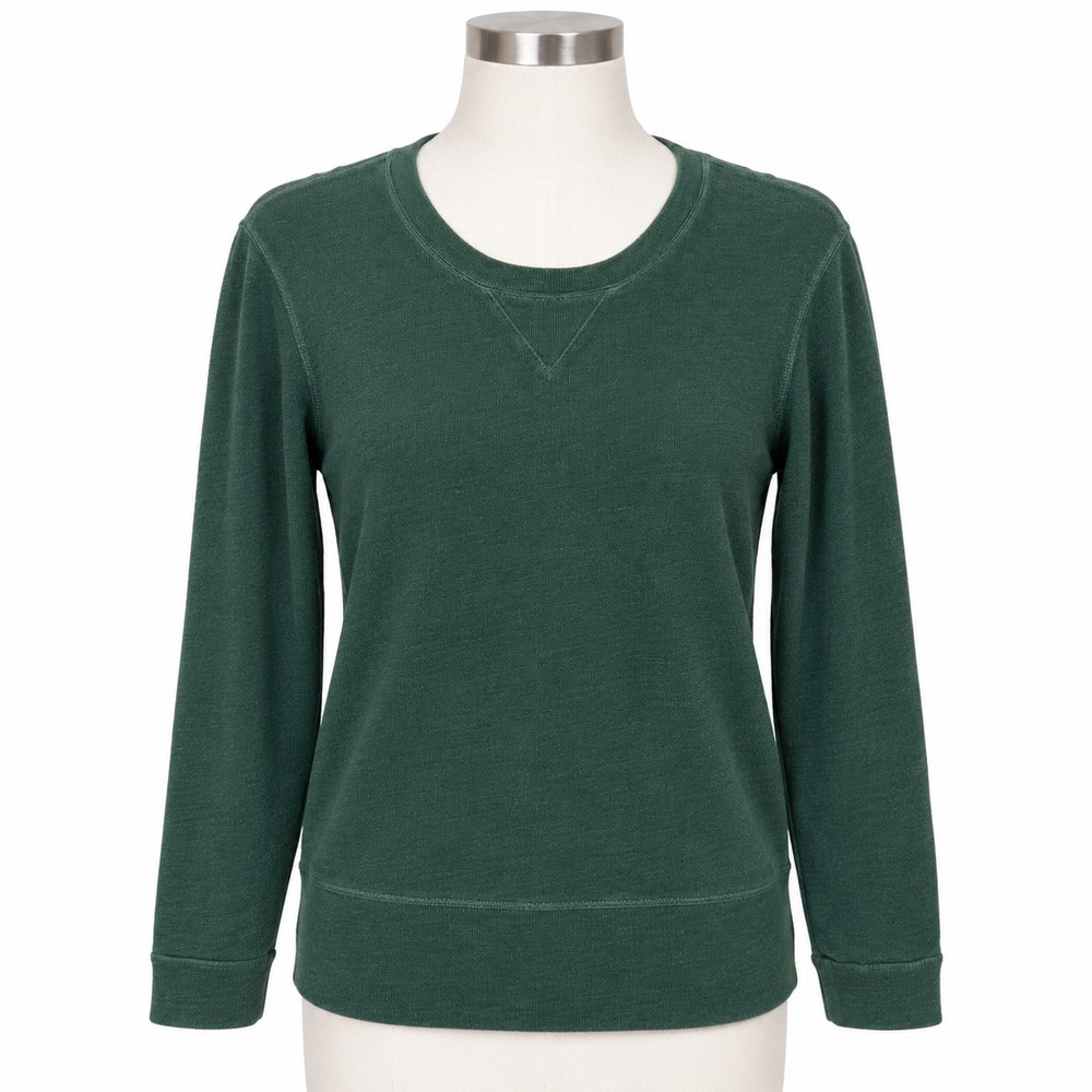 Monrow Long Sleeve Crew Neck Sweatshirt Top Women's Small Green Soft Casual